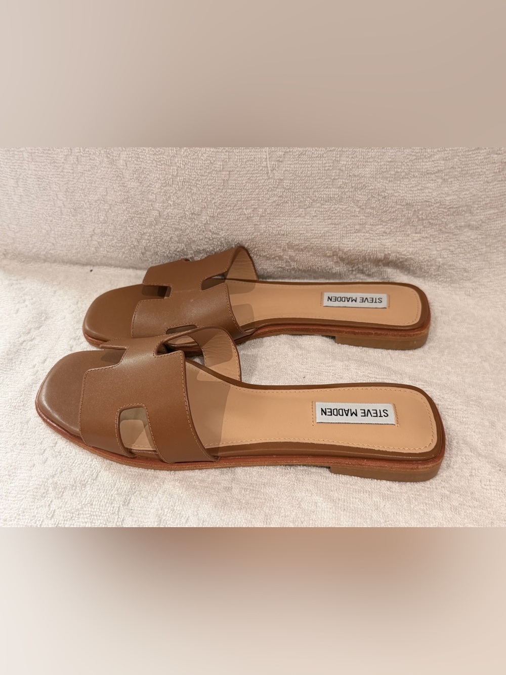Steve Madden Cognac Brown Slide Sandals